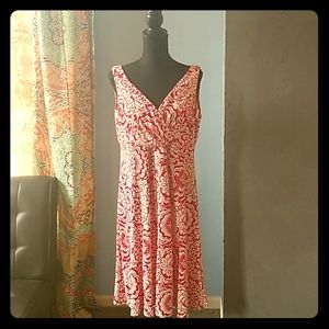 Jones Red & White Floral Print Dress